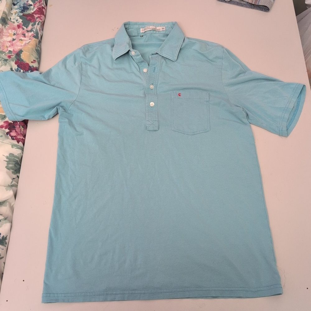 Criquet Players Polo Shirt Mens Medium M Aqua Mint Blue Short Sleeve Golf Cotton